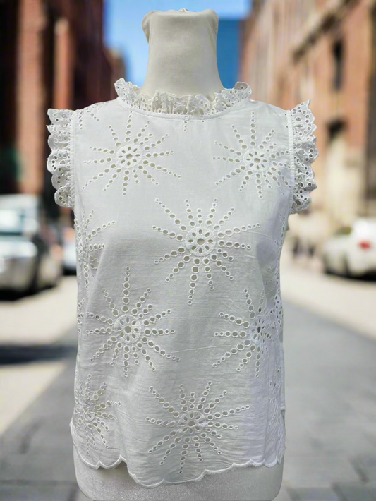 Kate Spade New York - White Sleeveless Flutter Top Women's Size 2