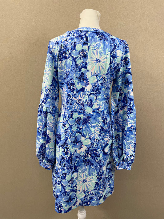 Lilly Pulitzer - Floral Blue Long Sleeve Dress Women's Size S