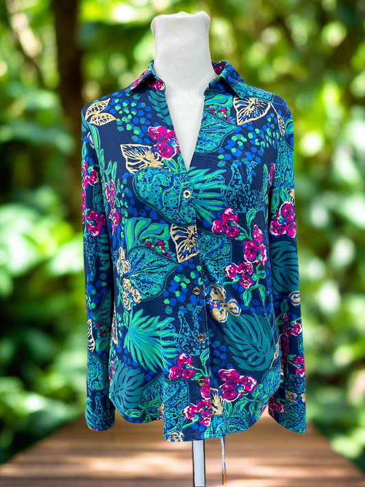 Lilly Pulitzer - Floral Long Sleeve Button Down Shirt Women's Size XS