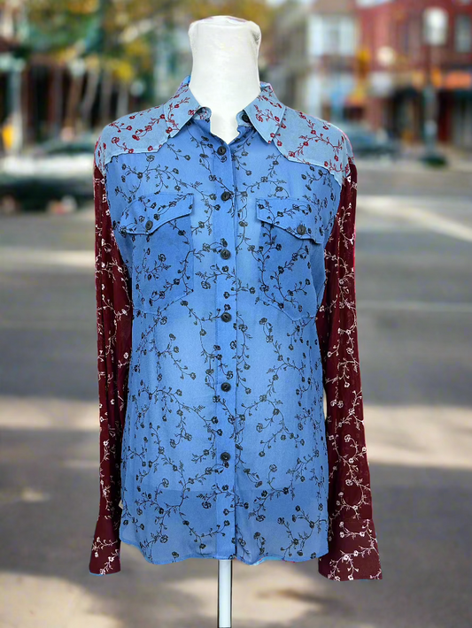 Rag & Bone - Floral Collared Button Down Top Women's Size M