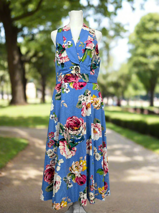 Eliza F - Floral Blue Dress Women's Size 8 US