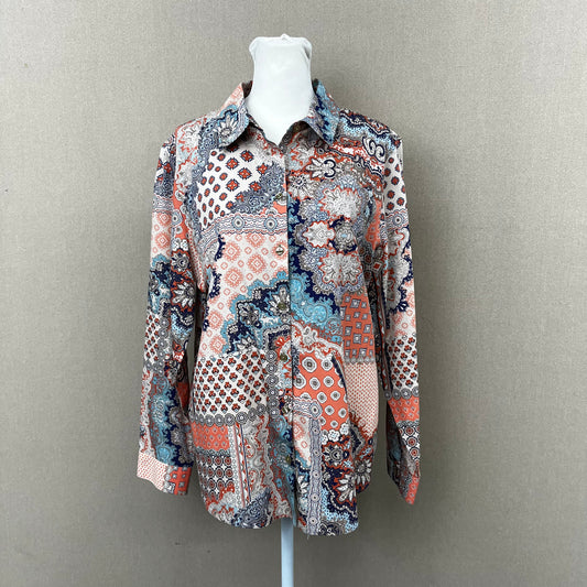 CHICO's Geometrical Floral Button Up Shirt Women's Size 2