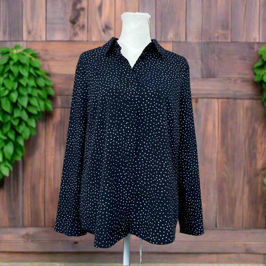 Talbots Petite Navy Blue Button Shirt Women's Size MP