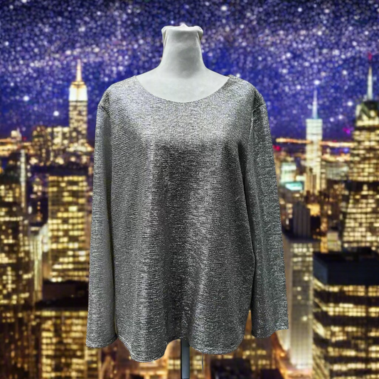 Chico's Rose Gold Mettalic Blouse Women's Size 2