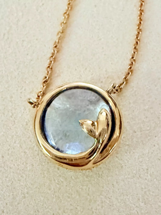 Tiffany & Co. 18k Yellow Gold Olive Leaf Blue Topaz Necklace 18''