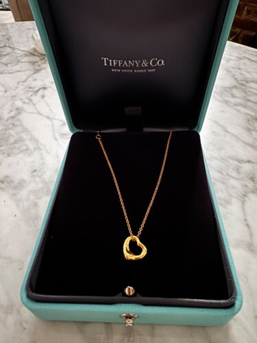 Tiffany & Co. Elsa Peretti Open Heart Necklace (16") with 7mm Pendant in 18k Rose Gold