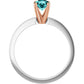 14K White/Rose 5.2 mm Round Solitaire Engagement Ring .50 CT (.45-.69) Round Full-Cut SI Natural Teal Blue Diamond