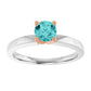 14K White/Rose 5.2 mm Round Solitaire Engagement Ring .50 CT (.45-.69) Round Full-Cut SI Natural Teal Blue Diamond