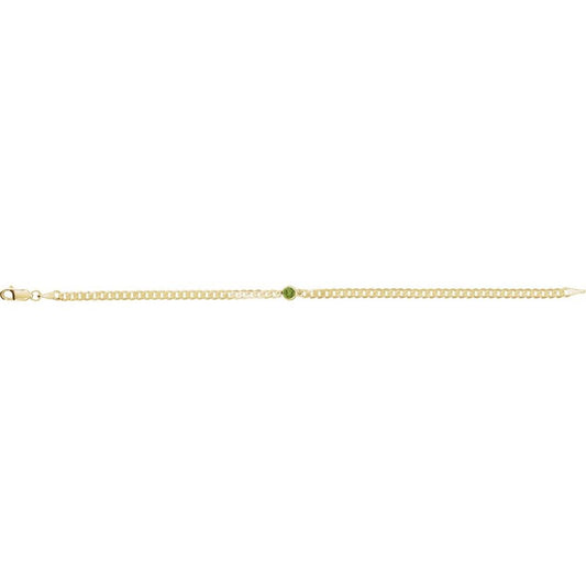 14K Yellow Natural Peridot Link 7" Bracelet