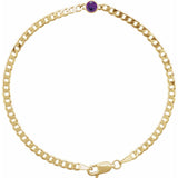 14K Yellow Natural Amethyst Link 7" Bracelet