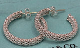 Tiffany & Co. Somerset Mesh Huggie Hoop Earring Pair Size 1.0" w/Butterfly Backs