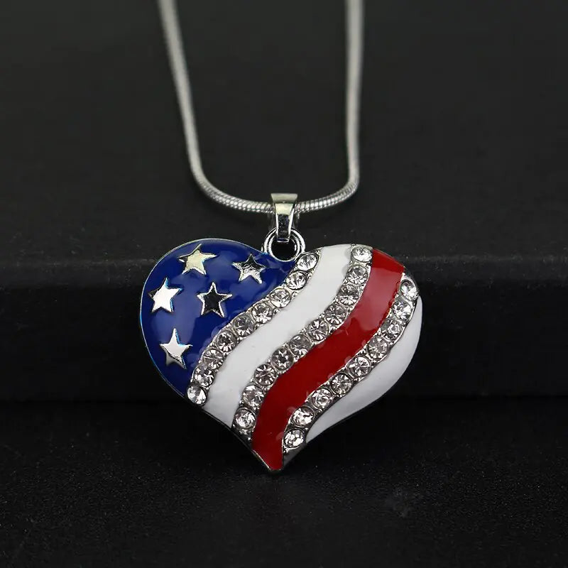 American Flag Heart Pendant